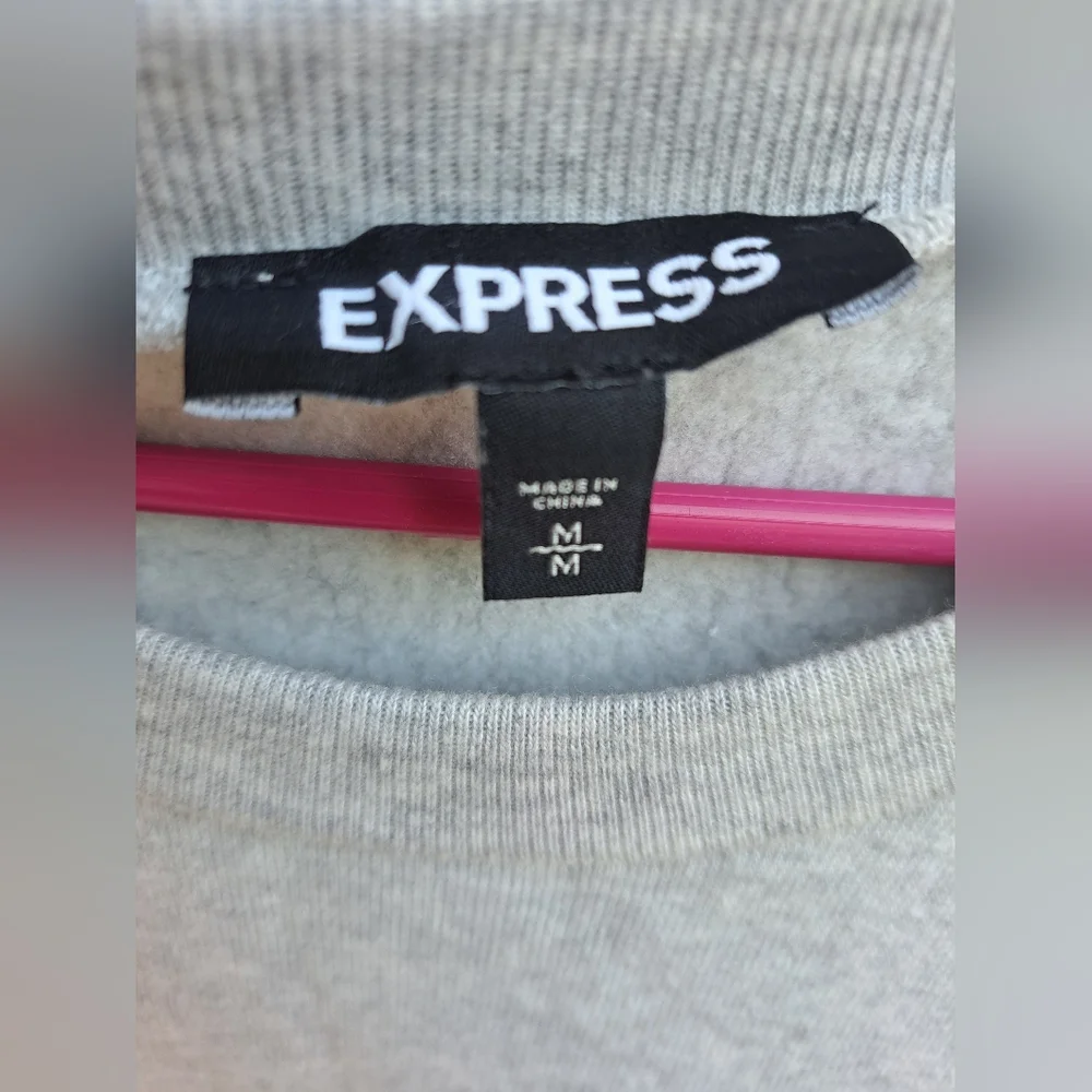 Express Pearl Embellished Gray Sweatshirt Dress Size Meduim - Picture 4 of 10